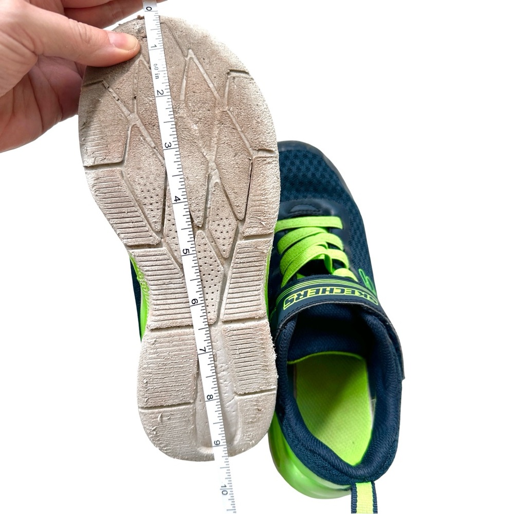 Skechers Boys Sneakers Blue Lime Mesh Velcro Wide Fit Size 2 Kids Shoes - Picture 8 of 11